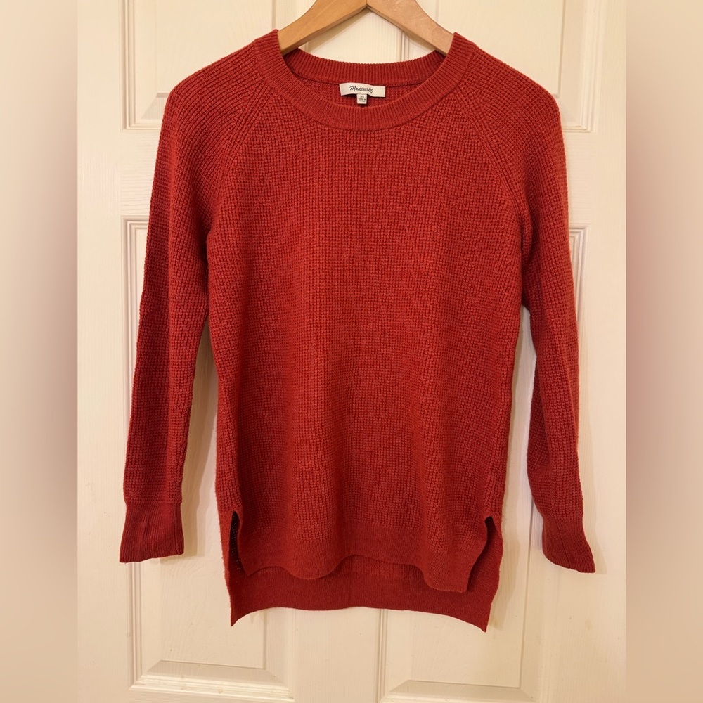 Madewell Women's Vibrant Red Crew Neck Wool Sweater